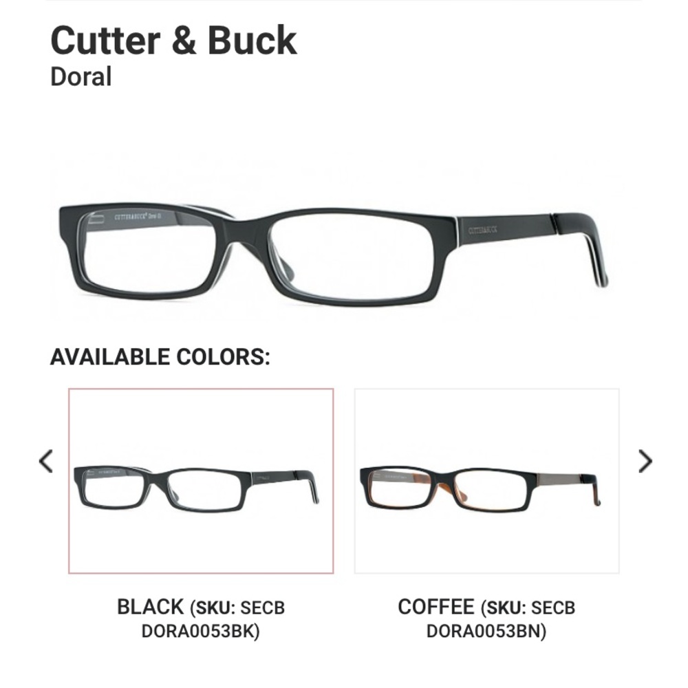 Cutter & Buck black plastic eyeglasses glasses eye frames no prescription lenses